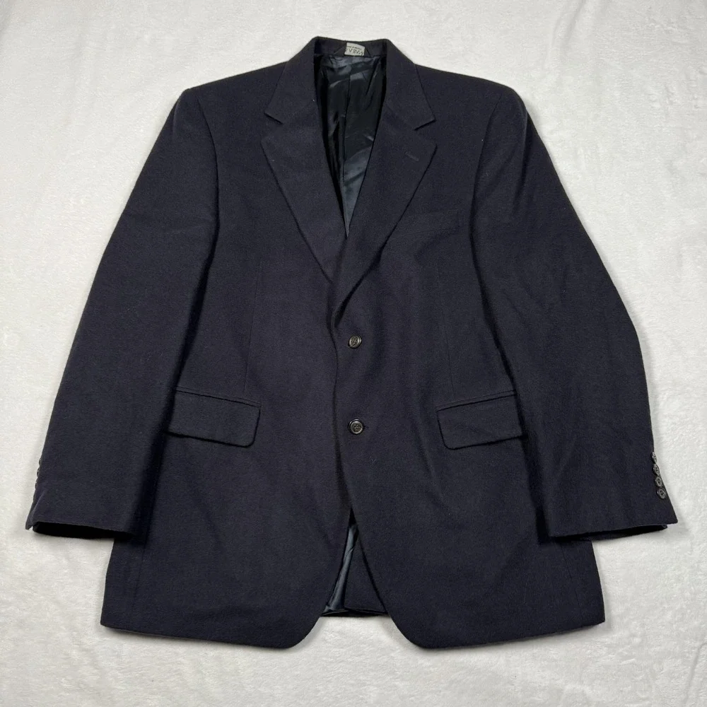 Jos A Bank Jacket Mens 42R Navy Camel Hair‎ Sport Coat Blazer Two Button